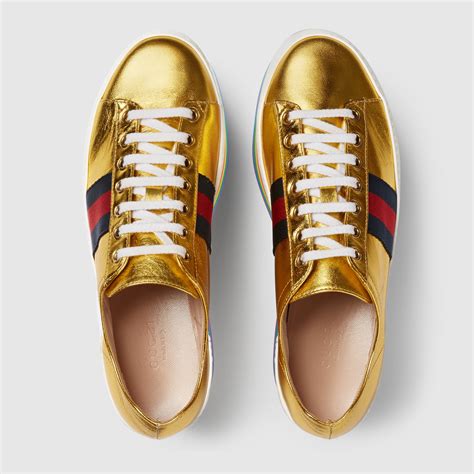 gucci web mettalic sneakers|Gucci women's sneakers.